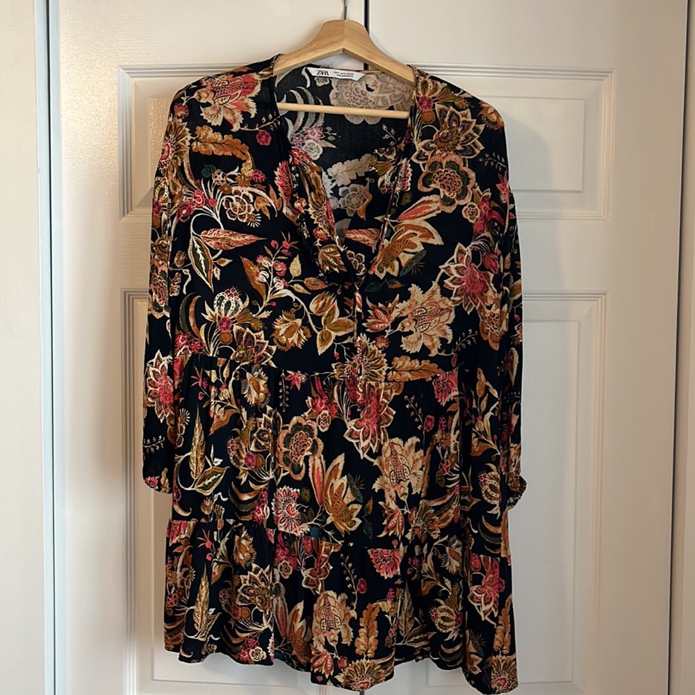 Zara floral mini dress